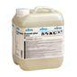 A 10-liter plastic container of Kiehl Grasset-plus grease remover from Johannes Kiehl KG, an effective grease remover and cleaner for all surfaces, with a white screw cap and a label with product information, instructions, and safety symbols.
