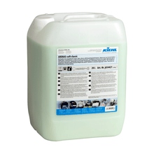 20-liter plastic container Kiehl ARENAS-soft fabric softener with long-lasting freshness formula from Johannes Kiehl KG with a white label with product information, application images, and multilingual text. Keeps laundry soft and ensures long-lasting freshness.