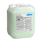 A 10-liter container made of translucent plastic with Kiehl ARENAS-soft fabric softener from Johannes Kiehl KG, with a white handle, detailed label, visible light green liquid, and long-lasting freshness formula for lasting freshness and soft laundry.
