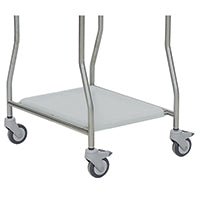 The Novocal plastic floor tray for four collectors - NW74 or NW84 (1 piece) features a sturdy metal cart base with four swivel casters, a flat shelf, and angled legs, perfect for waste storage. Brand: Novocal.