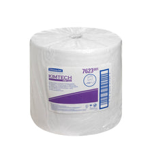 The Kimtech® Pure Wipes Large Roll from Kimberly-Clark GmbH offers 600 lint-free, white wipes per roll (1x600) in the carton-ideal for clean cleaning, with product info, barcode, and No. 7623 on the label.