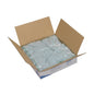 An opened box of Kimberly-Clark GmbH Kimtech® microfiber polishing cloths (39.00 x 39.00 cm) shows neatly folded, light blue cloths - ideal for streak-free cleaning in car care, with opened flaps and clearly visible contents.