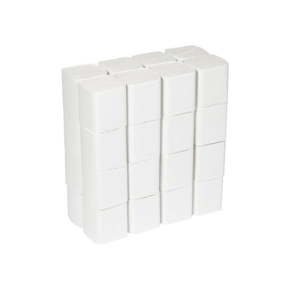 A stack of white, rectangular erasers, neatly arranged in four rows and five columns like the organized single sheet system of Hostess™ NATURA Toilet Paper from Kimberly-Clark GmbH, against a plain white background.