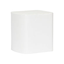 A simple white cube with rounded edges, reminiscent of the Hostess™ NATURA Toilet Paper Single Sheet System (32 packs x 500 sheets, White) from Kimberly-Clark GmbH, in front of a white background.