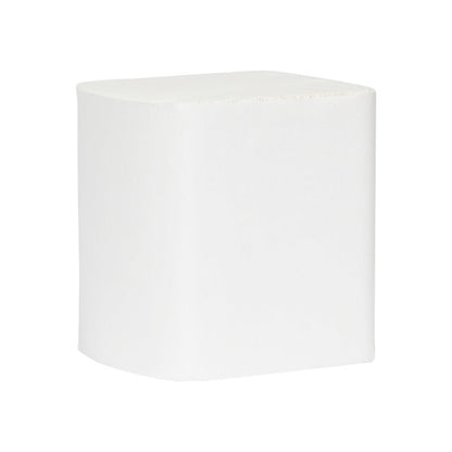 A simple white cube with rounded edges, reminiscent of the Hostess™ NATURA Toilet Paper Single Sheet System (32 packs x 500 sheets, White) from Kimberly-Clark GmbH, in front of a white background.