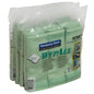 A pack of Kimberly-Clark GmbH WypAll® microfiber cloths - flat cloth, 40 x 40 cm, green, is shrink-wrapped in clear plastic with product details and images on the label.