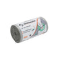 A roll of gray garbage bags from EMIL DEISS KG (GmbH + Co.), labeled as DEISS First Plus Pcr garbage bag 30 liters, 34041, with the dimensions '1500x600 mm'. The packaging shows a hand pulling out a bag and emphasizes the 40% post-consumer recycled content and climate-neutral production.