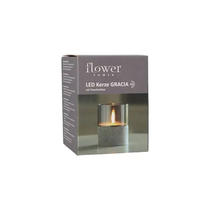 Papstar Securit® LED candle Ø 8 cm gray "Gracia"