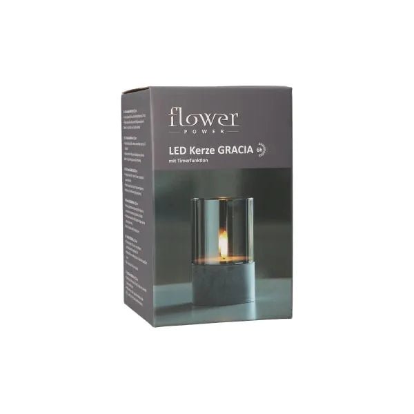 Papstar Securit® LED candle Ø 8 cm gray "Gracia"
