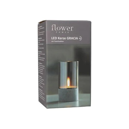 Papstar Securit® LED candle Ø 8 cm gray "Gracia"