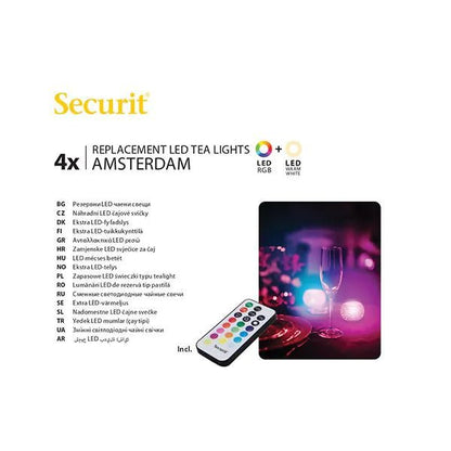 Papstar Securit® 4 LED tea lights refill pack Ø 4 cm x 5 cm "Amsterdam" lighting time 12-40 hours