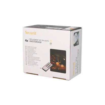 Papstar Securit® 4 LED tea lights refill pack Ø 4 cm x 5 cm "Amsterdam" lighting time 12-40 hours