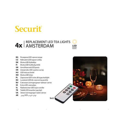Papstar Securit® 4 LED tea lights refill pack Ø 4 cm x 5 cm "Amsterdam" lighting time 12-40 hours