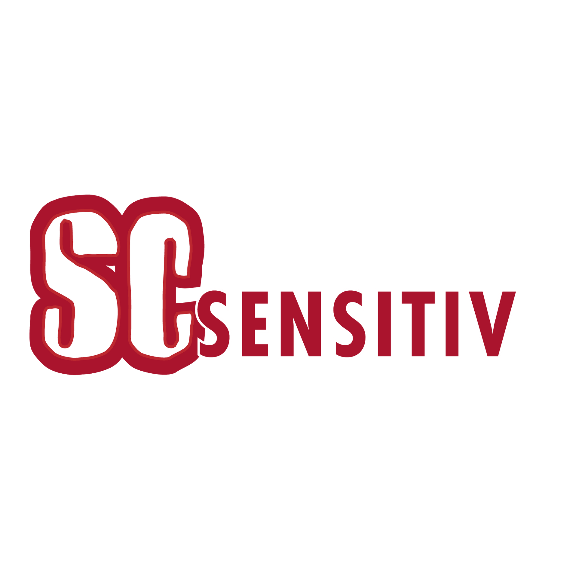 The image shows "SENSITIV" in red capital letters with large, bold, overlapping "S" and "C" on a light gray background. It represents SC SENSITIV graffiti remover for sensitive surfaces by DR.SCHNELL GmbH & Co. KGaA.