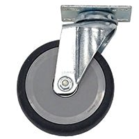 The Novocal easy-running castor with a 125 mm plate offers smooth mobility for combination carts. It features a grey rubber tire with a metal mounting plate and an angled bracket for stable support. Sold as a single pack by Novocal.