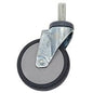 A single Novocal light-running swivel castor with expander fitting (Ø 125 mm), ideal for trolleys or equipment, has a grey rubber tread and is supplied without clamping rings. Package contains 1 piece.