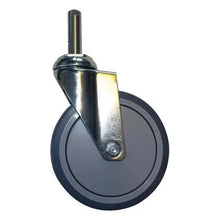 A single Novocal lightweight swivel castor with bolt (Ø 150 mm), ideal for sorting shelf trolleys or garment racks, with metal bracket and grey rubber outer ring, depicted on a white background. Package: 1 piece.