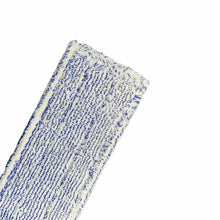 The Arcora Excellent Blue-White Fc-Mop With Color Coding Without Cover Sheet from Arcora International GmbH is a rectangular, white microfiber mop with blue stripes and a textured surface, depicted on a solid white background.