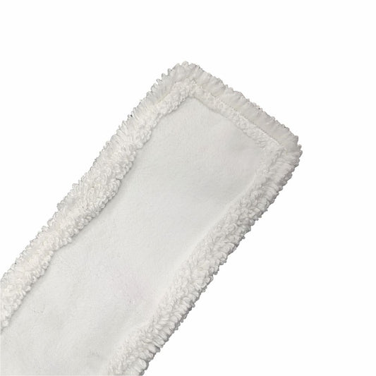 The Arcora Micro Easy Db-Fc Mop White With Cover Sheet from Arcora International GmbH is a rectangular white microfiber pad with a soft, textured edge and a smooth center, depicted on a solid white background.