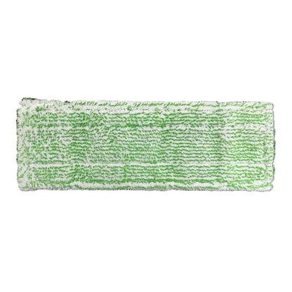 The Arcora Excellent Green-White Fc mop with color coding without cover sheet from Arcora International GmbH is a rectangular microfiber pad with a textured surface, ideal for hygienic floor cleaning and appears clean and unused.
