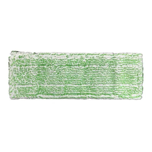 The Arcora Excellent Green-White Fc mop with color coding without cover sheet from Arcora International GmbH is a rectangular microfiber pad with a textured surface, ideal for hygienic floor cleaning and appears clean and unused.