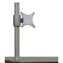 The Novocal monitor mount (25 kg, 1 piece) is used to attach a monitor to a medical cart. It features a vertical bracket with cutouts and a flat mounting plate with four screw holes.