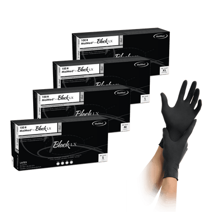 MaiMed-Black LX PF disposable latex examination gloves, powder-free, 100 pieces/box