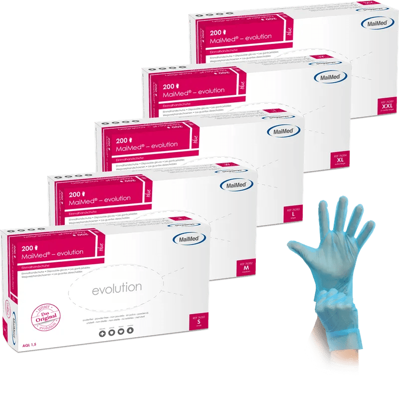 MaiMed-evolution, blue, non-sterile, powder-free Latex-free disposable glove, 200 pieces/box