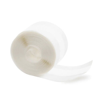 A roll of Meditrade ABE® Light elastic wound bandage, partially unrolled, isolated on a plain white background. The band appears translucent and lightly textured, suitable for use as an elastic wound bandage.