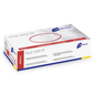 A box of Meditrade Vinyl 2000 PF disposable gloves in small size made of vinyl with the Meditrade GmbH logo on a white background. The box contains 100 pieces.