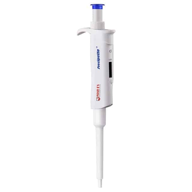 The Altruan Micropipette 10–100 µl / 20–200 µl is a white, adjustable laboratory pipette with a blue piston, digital volume display, and disposable tip; it comes in a 200-g package for easy handling and storage.