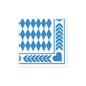 The PAPSTAR 250 napkins, 3-ply 1/4-fold from PAPSTAR GmbH feature a blue and white diamond pattern with leaf edges, dots, and a corner heart - ideal environmentally friendly napkins for the catering industry.