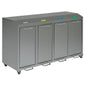 The Novocal recycling cabinet Series 3000 four-compartment collector is an aluminum recycling station with four electrically conductive compartments - ideal for efficient waste separation.