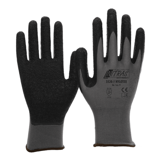 Nylon gloves with latex coating