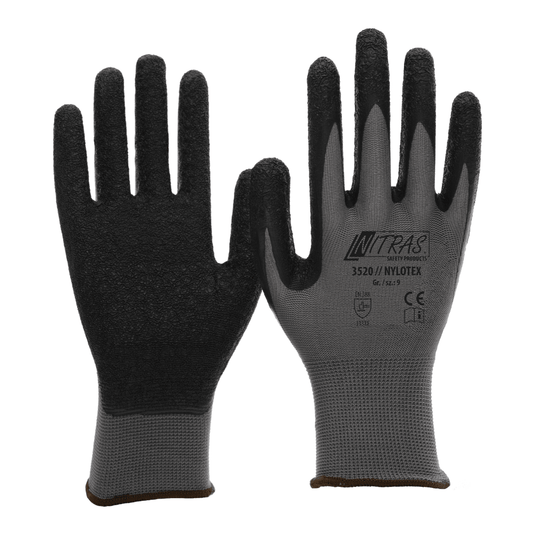 Nylon gloves with latex coating