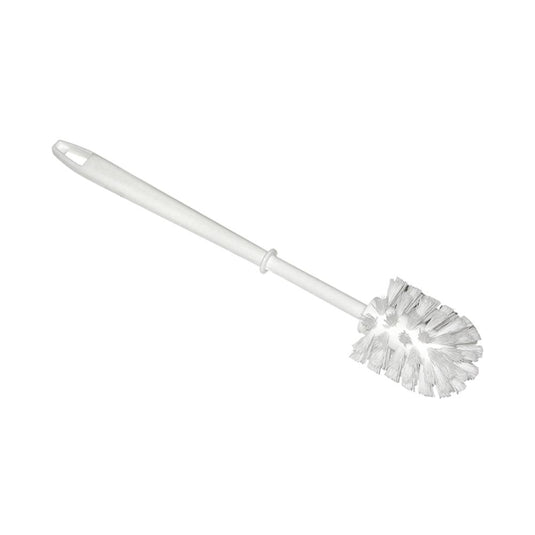 The Nölle Profi Brush toilet brush, white (1 piece) by Nölle Profi Brush Bürsten- & Pinseltechnik e.K. features a white plastic design with a long handle and dense PPN bristles, presented against a simple white background.