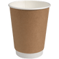 The double-walled coffee cup "Kraft" from Abena Re-Seller GmbH is a simple brown paper cup with a white interior and base, ideal for those seeking an eco-friendly alternative to stainless steel cups.