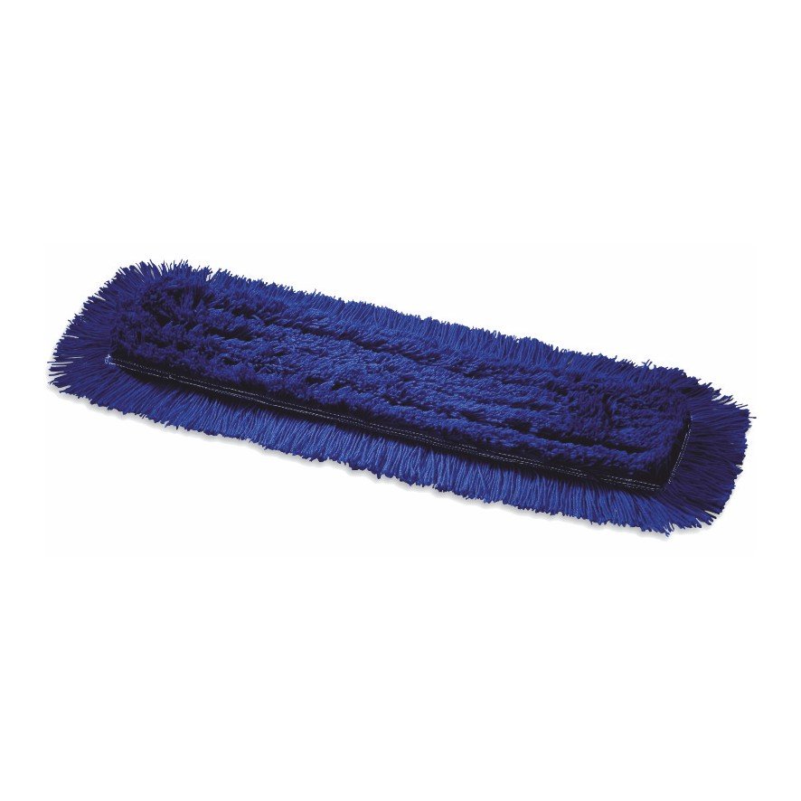 The Arcora ACRYLIC DRY MOP BLUE from Arcora International GmbH is a rectangular blue dust mop head with thick fringes and a textured surface, perfect for dry mopping and efficient floor cleaning when attached to a mop handle.