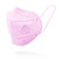 A pink SolidSafety Filtering Half Mask FFP2 NR from AMPri Handelsgesellschaft mbH with ear loops, certification details, and the Solid Safety logo is depicted against a plain white background.