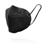 The SolidSafety Filtering Half Mask FFP2 NR from AMPri Handelsgesellschaft mbH in black stands against a plain white background and is equipped with ear loops and visible edge seams.