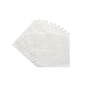 A stack of white PAPSTAR dessert doilies 17x17 cm (2000 pieces) from PAPSTAR GmbH with scalloped edges is fanned out in front of a solid-colored background - ideal for serving desserts in the catering industry.