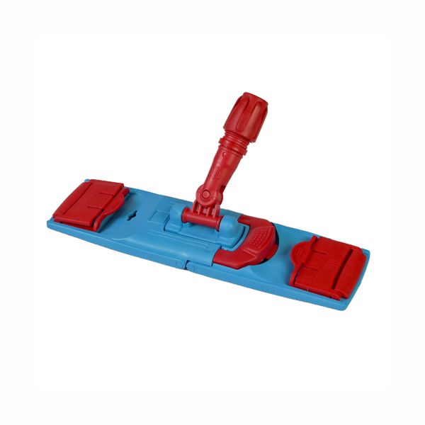 The Arcora Profi Mop Folding Holder Tab System by Arcora International GmbH is a blue-red, rectangular mop holder with a central, swiveling mount, ideal for efficient floor cleaning with the tab system.