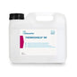 A white 5-liter plastic canister with a black cap from Dr. Schumacher GmbH, labeled "THERMOSHIELD NR", for cleaning, disinfection, and protection of endoscope surfaces. The label is mainly white with blue and pink accents.