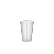 The cold drink cup "pure" PLA 0.2 l crystal clear from PAPSTAR GmbH with its minimalist and simple cylindrical design is presented against a plain white background to highlight its eco-friendly potential.