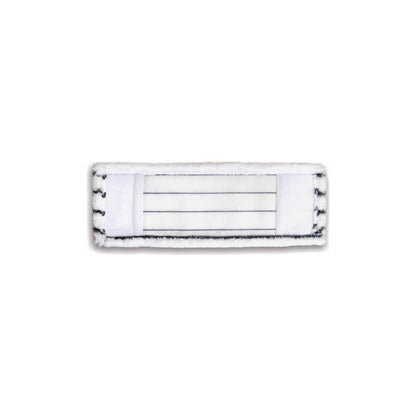 The Arcora EXCELLENT HARD MOPP GRAY-WHITE from Arcora International GmbH is a rectangular mop head with black stripes and fabric edging, designed for hard floors, pictured on a plain white background.