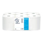 The packaging of Sofidel Germany GmbH includes six white paper towel rolls with a blue label that reads "Papernet Rollenhandtuch Special 401596". The label contains images and product details and emphasizes the towel roll design and the pulp quality for excellent absorbency.