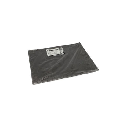 A rectangular black PAPSTAR 100 placemats, paper 30 x 40 cm from PAPSTAR GmbH is sealed in clear plastic with a white and black label. The eco-friendly packaging is depicted against a plain white background.