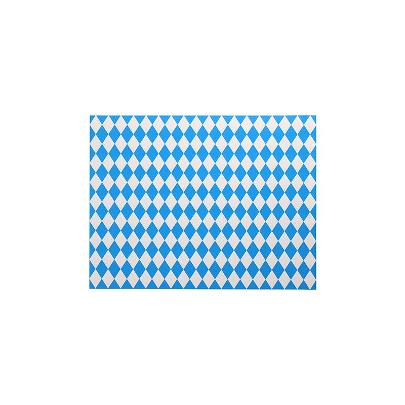 The PAPSTAR 100 paper placemats (30 x 40 cm) from PAPSTAR GmbH feature a repeating pattern of blue and white diamonds in diagonal rows on a white background, ideal for an eco-friendly table setting.