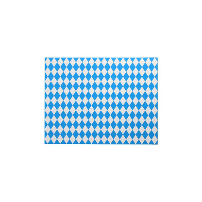 The PAPSTAR 100 paper placemats (30 x 40 cm) from PAPSTAR GmbH feature a repeating pattern of blue and white diamonds in diagonal rows on a white background, ideal for an eco-friendly table setting.