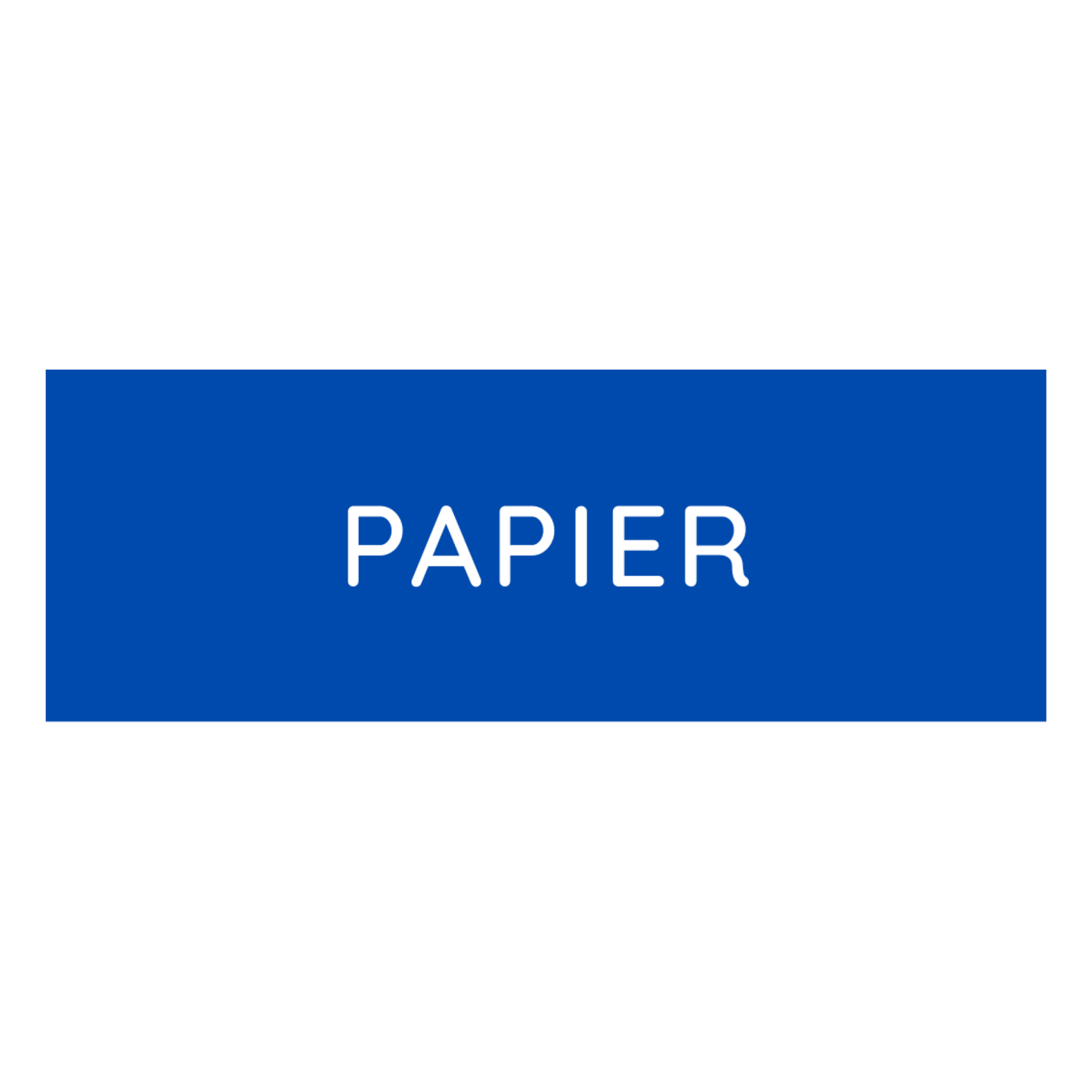 The Novocal colored waste sticker small (1 piece) in blue with white "PAPER" text is ideal for labeling and organizing paper waste in recycling.